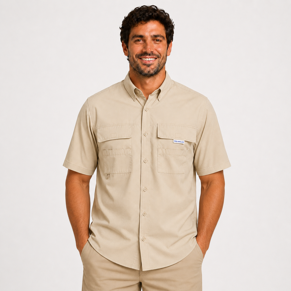 Camisa Manga Curta Bege - Pro Angler